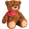 Brubaker Orsacchiotto di Peluche con Bandana Rossa - 42 cm - Orsacchiotto Vintage di Peluche - Giocattolo di Peluche con Pelo Extra Morbido - Peluche Marrone