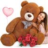 MorisMos 140 cm Orso Peluche Gigante, XXL Marrone Scuro Orsacchiotto Peluche Grande, Morbido Orsetto di Peluche Teddy Bear Regalo per Bambino Fidanzata Lei Lui Compleanno Decorazioni