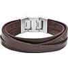 Fossil Bracciale Da Uomo In Pelle, Lunghezza Interna 175 mm X 190 mm Bracciale In Acciaio Inossidabile Argento, JF02999040