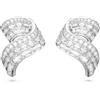 Swarovski Hyperbola Orecchini a Lobo, con Zirconia Swarovski a Zero Emissioni di Carbonio a Taglio Misto, Placcatura in Tonalità Rodio, Bianco