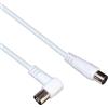 PremiumCord Cavo Antenna TV Coassiale 10m, 75 Ohm, Iec Maschio-Femmina 90°, Schermato - Per DVB-C, DVB-T/T2, 4K UHD 2160P, Full HD 1080P 3D, Colore Bianco
