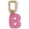 UNTAGS - Charm Lettera B - Materiale Effetto Pelle - Ciondolo per Smartphone, Portachiavi con Moschettone in Metallo Colore Oro Incluso - Rosa