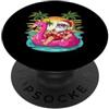 Santa Clause Beach Raft Palm Tree Christ Zattera da spiaggia di Babbo Natale PopSockets PopGrip Adesivo