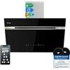 KKT KOLBE A+++ Cappa aspirante 80 cm 782 cbm/h di convezione dell'aria di scarico senza testa | nero argento inox | vetro | ricarica automatica | Smart WiFi App Wi-Fi | SensorTouch | RGBW LED |