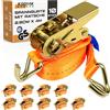 KODIAK STRAPS 10 Cinghie di Tensione 4m x 1000kg con Cricchetto e Gancio - Cinghie a Cricchetto da 25mm - Cinghia Arancione per la Sicurezza del Carico - Certificato TÜV/GS e secondo DIN EN 12195-2 - KODIAK STRAPS