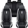 Generic Copri Sedile Auto Universale Per Peugeot 2008 e-2008 GT Line 2020-2024 2025 2026, PU Pelle， Impermeabile Traspirante，Airbag Amichevole，Imbottitura Spessa, Moda(Black white)