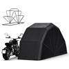 Koyike Garage Moto Pieghevole con Telaio in Acciaio Inox Quadrato 20mm, Copertura Moto Impermeabile 600D Oxford con 2 Finestre e Serratura a Terra, Box Moto Esterno(Black,3.3 * 1.4 * 1.9M)