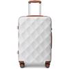 British Traveller Valigia Rigida Grande 74,5CM Trolley Grande con Rotelle,Bianco
