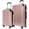 TRVLMORE Set Valigie Set 2 Valigie - Valigia Trolley - Set Trolley da Viaggio - Kit Valigie da Viaggio - Valige Set - Valigia per il Bagaglio a Mano e Valigia Grande - Rosa