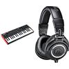 Akai Professional MPK Mini Plus - Controller tastiera MIDI USB a 37 tasti per Mac e PC con 8 pad MPC RGB, manopole rotary e software musicale & Audio-Technica M50x Cuffie professionali da studio