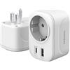 PAIDASHU Adattatore da viaggio universale, spina USA con 1 adattatore USB e 1 adattatore Type-C, adattatore per USA, Canada, Messico, Colombia, Thailandia, adattatore per spina USA, tipo B