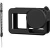 Nucelit Cover in silicone flessibile per fotocamera, antigraffio, antiurto, con design protettivo per obiettivo, con cordino in silicone