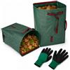 Carehabi 2X 272L Sacchi per Rifiuti da Giardino Sacchi da Giardinaggio con Maniglie Guanti Antistrappo Idrorepellente Sacchi da Giardino Riutilizzabili per Foglie Rifiuti Detriti
