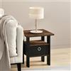 Furinno Tavolino moderno, tavolino quadrato con contenitore portaoggetti, comodino con ripiano portaoggetti, per soggiorno, camera da letto, rovere ambrato