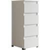 Mama Store CASSETTIERA 40 cm 4 CASSETTI, Bianco Lucido Laccato, L.42 X P.44 X H.103 cm