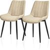 TUKAILAi Set di 2 sedie da pranzo beige in finta pelle, con schienale e gambe in metallo, per salotto, tempo libero, soggiorno, angolo reception