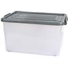 JE CHERCHE UNE IDEE Scatola Portaoggetti in Plastica con Ruote e Maniglie, 50 L, Coperchio Trasparente/Grigio