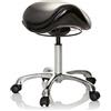 HJH Office 702310 Sgabello da lavoro ORTHO SIT sgabello ergonomico in ecopelle nero con rotelle, regolabile in altezza