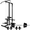 Ordellia Torre per sollevamento pesi con bilanciere e manubrio, set da 60,5 kg, stazione fitness per palestra domestica, panca rack e cavo di alimentazione, pressa per gambe, multipresa, costruzione