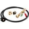 Hotainoys Adattatore per propano Convertitore da 20 lb a 1 lb Tubo flessibile da 3 piedi Adattatore di ricarica per propano con manometro e valvola Connettore QCC1/Tipo 1 in ottone per carichi pesanti, riempit