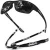 BeVistoso Occhiali da sole da ciclismo PC neri polarizzati per lo sport, avvolgenti con cinturino per occhiali Lenti TAC Accessori leggeri e resistenti agli urti antiscivolo