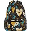 Linnyio Cuori Blu Dorato Stelle Zaino Scolastico per Ragazzi Ragazze,Borse per Libri e Studenti Alla Moda