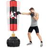 COSTWAY Sacco da Boxe da Terra, Pungiball Autoportante con Base Riempibile, 12 Ventose e Ammortizzatori per Adulti e Adolescenti, Punching Ball in Piedi per Allenamento in Casa e Ufficio