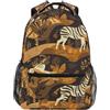 Linnyio Zebra Marrone Beige Natura Zaino Scolastico per Ragazzi Ragazze,Borse per Libri e Studenti Alla Moda