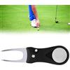 CHICIRIS Strumento per Divot da Strumento per Riparare Divot a Molla in Acciaio Inossidabile 304 con Manico in ABS Indicatore di Sfera con Forcella Pop Up Automatica Pieghevole per Allenamento (BLACK)