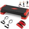 COSTWAY Step Fitness Antiscivolo e Regolabile in 4 Altezze (Rosso)