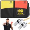 yongyongbuy Set di carte da arbitro - Carte rosse e gialle con fischietto in metallo e cordino, fogli di risultato e matita per partite di calcio e basket