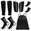 Fzaqwen Soccer Player Gear Parastinchi Calze Compressione Calzini Antiscivolo Autoadesive Tessuto Plastica Pet Innovativo Adatto per Squadre Famiglia Collezione Sport, Nero