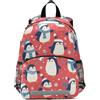 Linnyio Pinguini Rosso Inverno Divertimento Zainetto per L'asilo 3-8 Anni,Zaino Scolastico per Bambini e Bimbi Piccoli,Motivo Cartone Animato