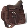Mandloder Mangloder - Sella da equitazione, in vera pelle, marrone, cinghia da 125 cm, larghezza camera 18 cm, 5 in 1, per dressage, salto, allenamento, comfort