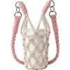 Xdyyjrasa Portabottiglie a Tracolla - Tracolla in Corda di Cotone Intrecciata a Mano, Fibbia Regolabile in Metallo - Rosa e Bianco