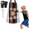 JUOIFIP Set sacco da boxe, sacco da boxe per bambini con guantoni 60 cm, sacco pesante in microfibra per l'allenamento di kickboxing, fitness, MMA, grappling, muay thai e karate