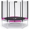 Kangui RALLI - Tappeto elastico rotondo con rete di sicurezza, diametro 250//300/360/430 mm, colore: rosa e grigio, Rosa, 2.44m
