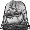 Hdadwy Kraken Borse con coulisse Borsa a zaino Borsa a vela vintage Ocean Waves Octopus Stile europeo Marine Sea Animals Sport Gym Sack