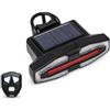 Nukinp Fanale Posteriore per Bici 5 modalità Indicatori di direzione per Bici elettrica con clacson da 120 Db, Luce Posteriore per Bicicletta elettrica Ricaricabile Solare/USB con Telecomando, Nero