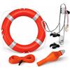 Klovoo Salvagente Anulare con Cima e Supporto Inox per Barca | Salvagente Con Cima, Con Boetta, Con supporto, Certificazione SOLAS/MED