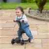 Qplay Sema Step - Monopattino per bambini 5 in 1, con funzione di seduta, ruota e monopattino a tre ruote, regolabile in altezza, da 1 a 6 anni, nero