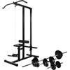 Ordellia Stazione fitness con bilancieri e manubri corti, set da 30,5 kg, per allenamento con pesi, manubri, panca, rack, torre, palestra in casa, costruzione muscolare, allenamento e resistenza