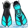 Meenewching Pinne da snorkeling per adulti, unisex, regolabili con tallone aperto, pinne corte per adulti, per nuoto, snorkeling e acquafitness (ciano, L/XL:42-47)