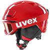 Uvex Unisex-Youth Casco e Occhiali da Sci, Plastic, Red-Black, 46-50 cm