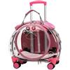 gihusrzx Trolley per animali domestici con ruote silenziose staccabili aggiornate, fori di ventilazione trasparenti, trasportino per cani e gatti con manico telescopico, perfetto per viaggiare/fare
