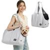 ALLSOPETS Borsa per Cani Taglia Piccola, Marsupio per Cani Traspirante e Comodo, Borsa Cane Portatile per Gatti con Gancio per Guinzaglio, Ideale per Viaggi e Campeggio (Grigio Argentato)