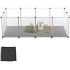 ORHEYA Set di 12 recinti per piccoli animali con base e tappetino rimovibile, per cani, gatti e conigli, sistema a incastro, 125x63x42 cm