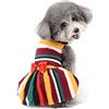 ZUNEA Elegante Abito per Cane Piccola Taglia Vestito a Righe Gonna a Forma Cucciolo Principessa Vestiti con Papillon per Feste e Cuccioli Abbigliamento Animali Domestici Cani Chihuahua Costume S