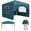 MAYTIIMO Gazebo pieghevole da 3 x 3 m, impermeabile, stabile, resistente all'inverno, con 4 pannelli laterali e finestre, pieghevole, con protezione UV, per feste all'aperto, giardino, verde