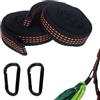 Pamtns 2 Pezzi Cinghie per Amaca 2 m x 2,5 cm Fissaggio per Altalena Corda per Amaca con 2 Moschettoni Kit per Appendere l'Altalena e Amache Cinghie Amaca All'aperto Campeggio 6 Passanti